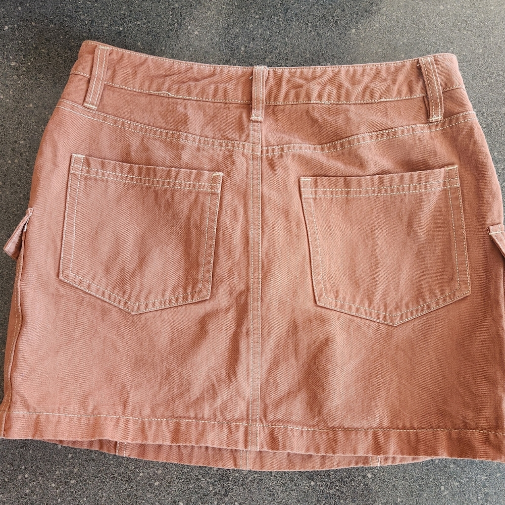 Like New Tillys RSQ Brown Rust Mini Denim Skirt - Picture 3 of 7